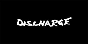 DISCHARGE - Logo - široká chrbtová nášivka s rozmerom 33 x 15 cm