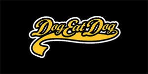 DOG EAT DOG - Logo - široká chrbtová nášivka s rozmerom 33 x 15 cm
