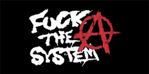 FUCK THE SYSTEM - široká chrbtová nášivka s rozmerom 33 x 15 cm