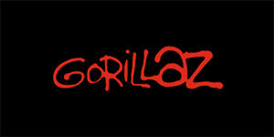 GORILLAZ - Red Logo - široká chrbtová nášivka s rozmerom 33 x 15 cm