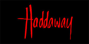 HADDAWAY - Logo - široká chrbtová nášivka s rozmerom 33 x 15 cm