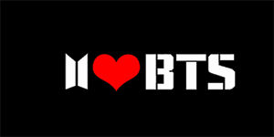 I LOVE BTS - Logo - široká chrbtová nášivka s rozmerom 33 x 15 cm
