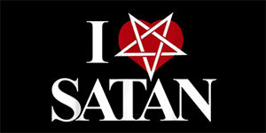 I LOVE SATAN - Pentagram Heart - široká chrbtová nášivka s rozmerom 33 x 15 cm