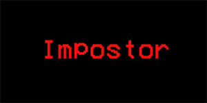 IMPOSTOR - Among Us Red Slogan - široká chrbtová nášivka s rozmerom 33 x 15 cm