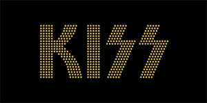 KISS - Gold Logo - široká chrbtová nášivka s rozmerom 33 x 15 cm
