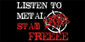 LUNATIC GODS - Listen To Metal Stay Free Motive 1 - široká chrbtová nášivka s rozmerom 33 x 15 cm