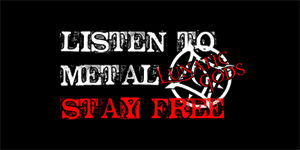 LUNATIC GODS - Listen To Metal Stay Free Motive 2 - široká chrbtová nášivka s rozmerom 33 x 15 cm