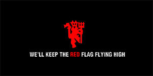 MANCHESTER UNITED - We´ll Keep The Red - široká chrbtová nášivka s rozmerom 33 x 15 cm