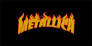 METALLICA - Thrasher Logo Flame - široká chrbtová nášivka s rozmerom 33 x 15 cm