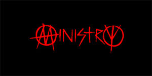 MINISTRY - Red Logo - široká chrbtová nášivka s rozmerom 33 x 15 cm