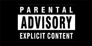 PARENTAL ADVISORY EXPLICIT CONTENT - Logo - široká chrbtová nášivka s rozmerom 33 x 15 cm
