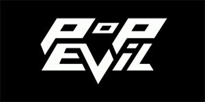 POP EVIL - Logo - široká chrbtová nášivka s rozmerom 33 x 15 cm