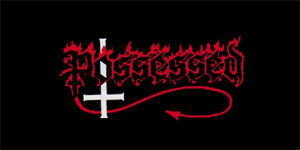 POSSESSED - Logo Red White - široká chrbtová nášivka s rozmerom 33 x 15 cm