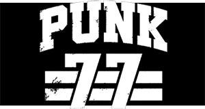 PUNK 77 - Slogan motív 2 - široká chrbtová nášivka s rozmerom 33 x 15 cm