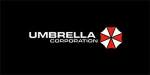 UMBRELLA CORPORATION - Logo Red White - široká chrbtová nášivka s rozmerom 33 x 15 cm