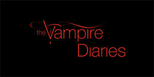 VAMPIRE DIARIES - Red Logo - široká chrbtová nášivka s rozmerom 33 x 15 cm