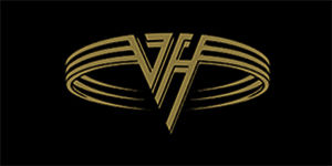 VAN HALEN - Logo Gold Circle - široká chrbtová nášivka s rozmerom 33 x 15 cm