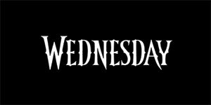 WEDNESDAY - Logo - široká chrbtová nášivka s rozmerom 33 x 15 cm