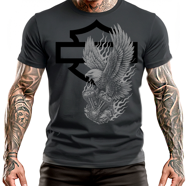 HARLEY DAVIDSON - Eagle Crest Motive - tmavosivé pánske tričko