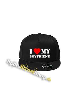 I LOVE MY BOYFRIEND - čierna šiltovka model "Snapback"