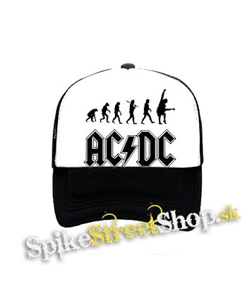 ACDC - Hardrock Evolution NA ČIERNE - čiernobiela sieťkovaná šiltovka model "Trucker"