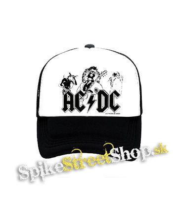 ACDC - Let There Be Rock - čiernobiela sieťkovaná šiltovka model "Trucker"