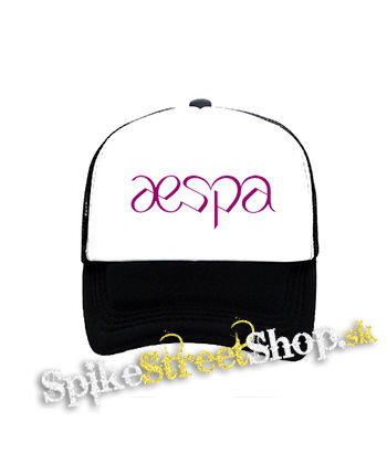 AESPA - Logo Pink - čiernobiela sieťkovaná šiltovka model "Trucker"