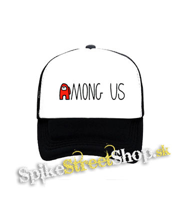 AMONG US - Red White Logo - čiernobiela sieťkovaná šiltovka model "Trucker"
