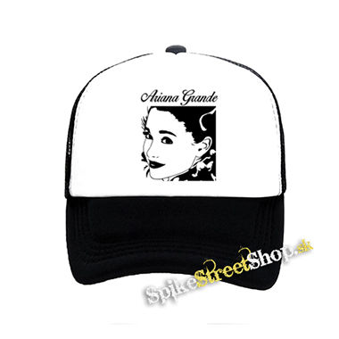 ARIANA GRANDE - Portrait - čiernobiela sieťkovaná šiltovka model "Trucker"