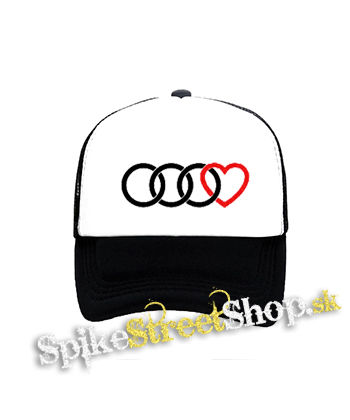 AUDI - Love - čiernobiela sieťkovaná šiltovka model "Trucker"