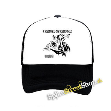 AVENGED SEVENFOLD - City Of Evil - čiernobiela sieťkovaná šiltovka model "Trucker"