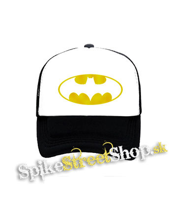 BATMAN - Yellow Logo - čiernobiela sieťkovaná šiltovka model "Trucker"