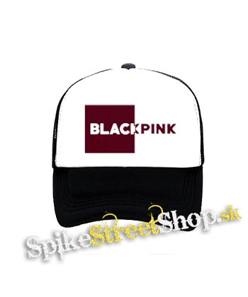 BLACKPINK - Pink Square Crest - čiernobiela sieťkovaná šiltovka model "Trucker"