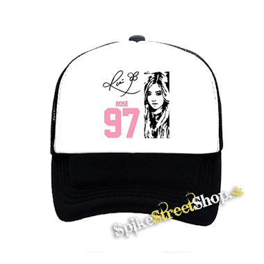 BLACKPINK - Rosé 97 Signature Portrait - čiernobiela sieťkovaná šiltovka model "Trucker"