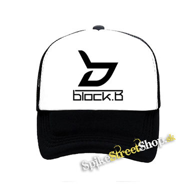 BLOCK B - Logo - čiernobiela sieťkovaná šiltovka model "Trucker"
