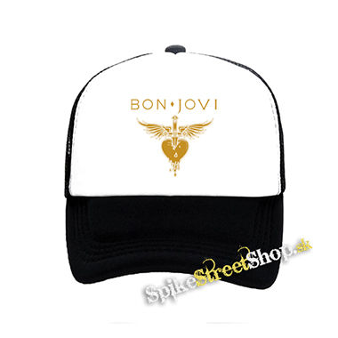 BON JOVI - Yellow Heart - čiernobiela sieťkovaná šiltovka model "Trucker"