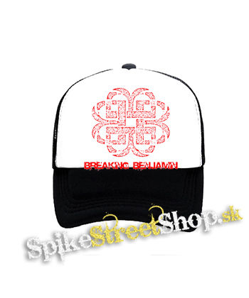 BREAKING BENJAMIN - Red Logo - čiernobiela sieťkovaná šiltovka model "Trucker"
