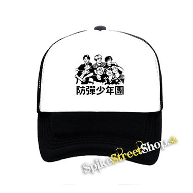 BTS - BANGTAN BOYS - Korean Band - čiernobiela sieťkovaná šiltovka model "Trucker"