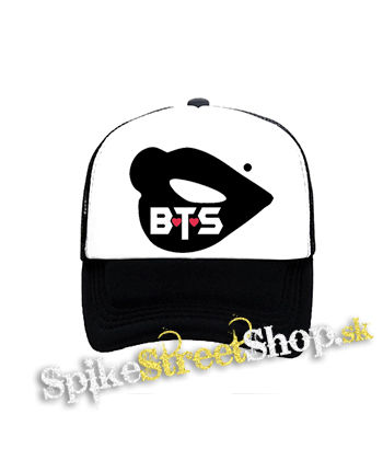 BTS - BANGTAN BOYS - Lips - čiernobiela sieťkovaná šiltovka model "Trucker"