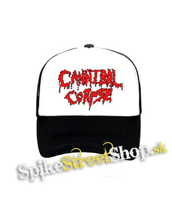 CANNIBAL CORPSE - Old School Bloody Logo - čiernobiela sieťkovaná šiltovka model "Trucker"