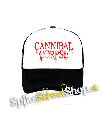 CANNIBAL CORPSE - Red Logo - čiernobiela sieťkovaná šiltovka model "Trucker"