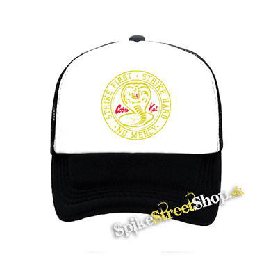 COBRA KAI - Strike First - čiernobiela sieťkovaná šiltovka model "Trucker"