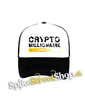 CRYPTOMILIONAIRE - Loading - čiernobiela sieťkovaná šiltovka model "Trucker"