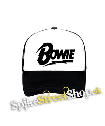 DAVID BOWIE - Logo - čiernobiela sieťkovaná šiltovka model "Trucker"