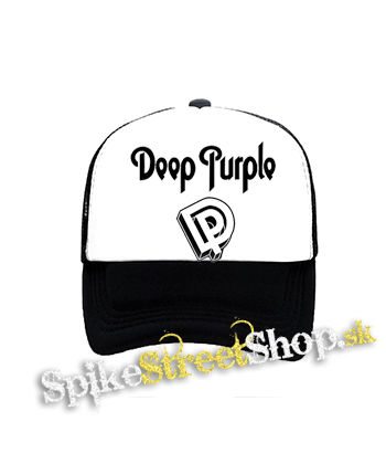 DEEP PURPLE - Logo Crest - čiernobiela sieťkovaná šiltovka model "Trucker"
