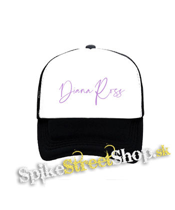 DIANA ROSS - Logo - čiernobiela sieťkovaná šiltovka model "Trucker"
