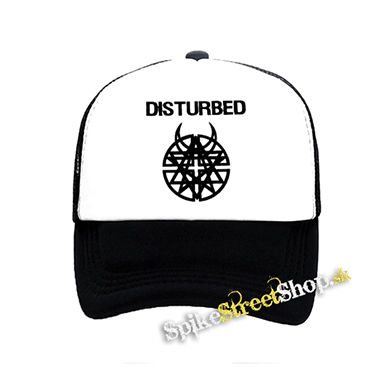 DISTURBED - Logo - čiernobiela sieťkovaná šiltovka model "Trucker"