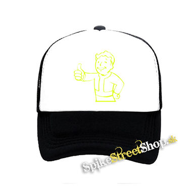 FALLOUT - Vault Boy Green Neon - čiernobiela sieťkovaná šiltovka model "Trucker"