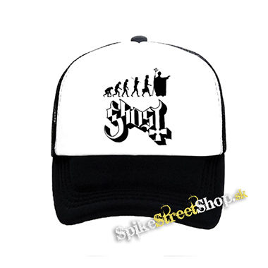 GHOST - Evolution - čiernobiela sieťkovaná šiltovka model "Trucker"