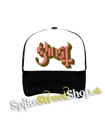 GHOST - Logo Motive 2 - čiernobiela sieťkovaná šiltovka model "Trucker"